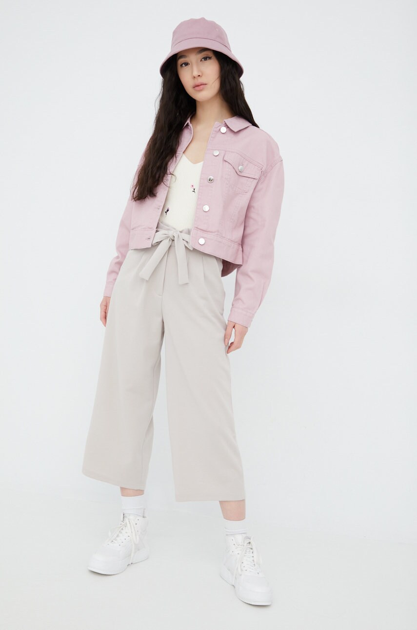 Jdy pantaloni femei, culoarea bej, fason culottes, high waist