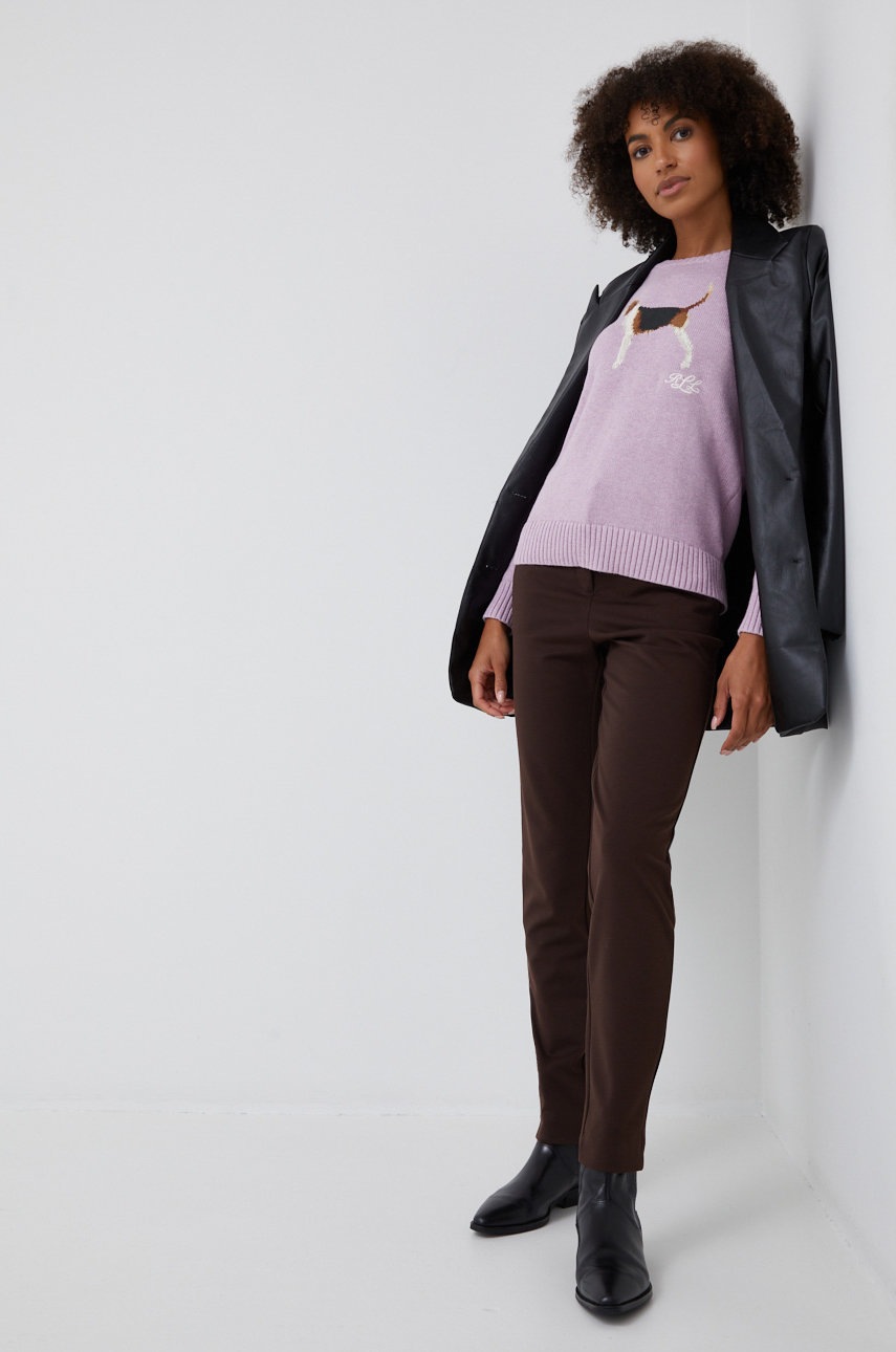 

Штани Vero Moda жіночі колір коричневий фасон chinos висока посадка