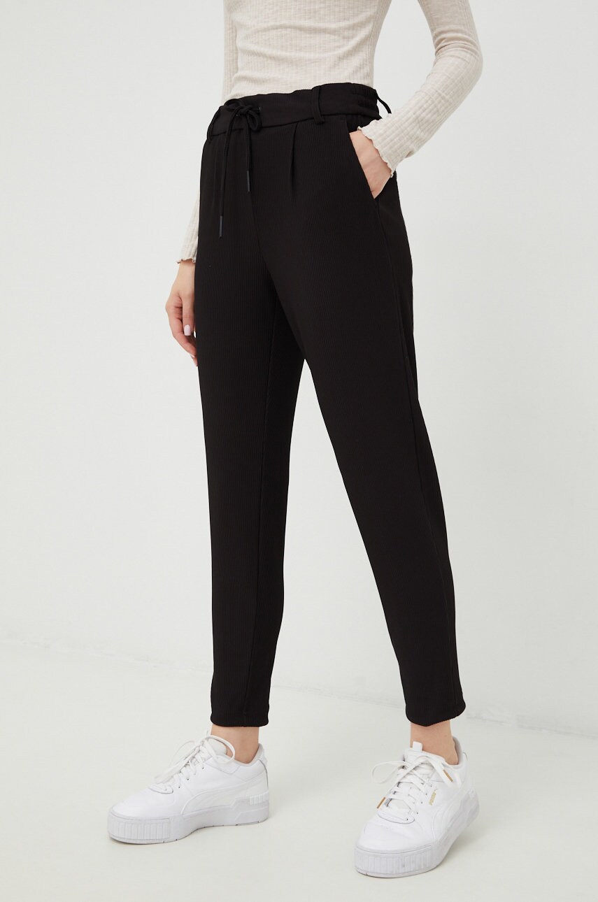 Only pantaloni femei, culoarea negru, mulata, high waist