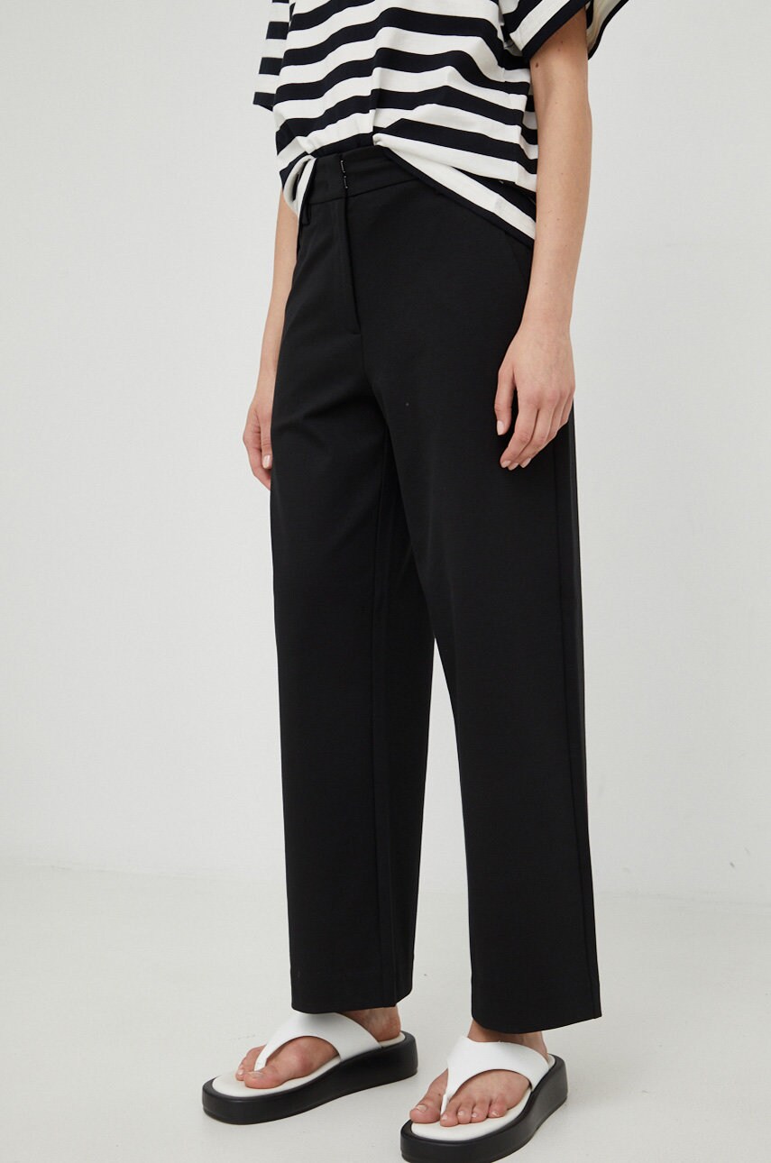 Marc o'polo pantaloni femei, culoarea negru, drept, high waist