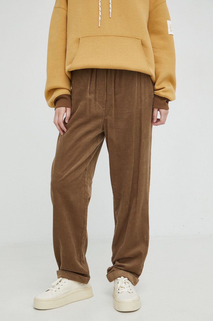 Marc O’Polo pantaloni de catifea cord femei, culoarea maro, drept, high waist answear.ro imagine promotii 2022