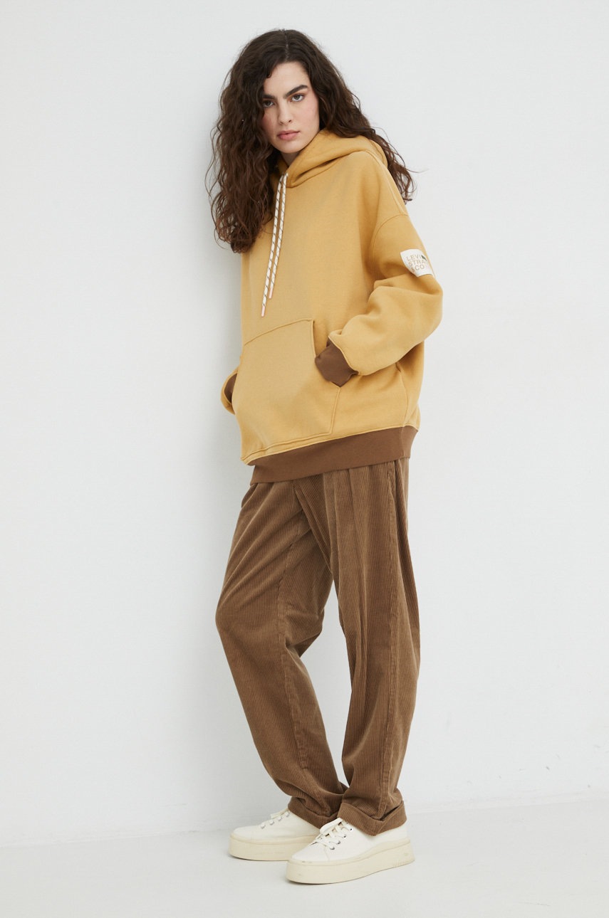 Вельветові штани Marc O'Polo жіночі колір коричневий пряме висока посадка