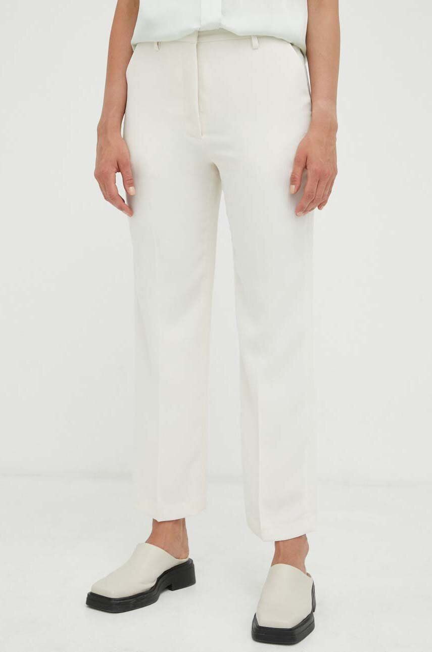 Kalhoty Day Birger et Mikkelsen dámské, béžová barva, jednoduché, high waist