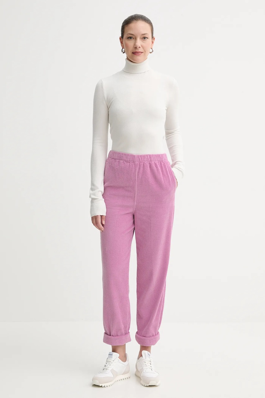 Вельветовые брюки American Vintage цвет серый прямые высокая посадка PADO137