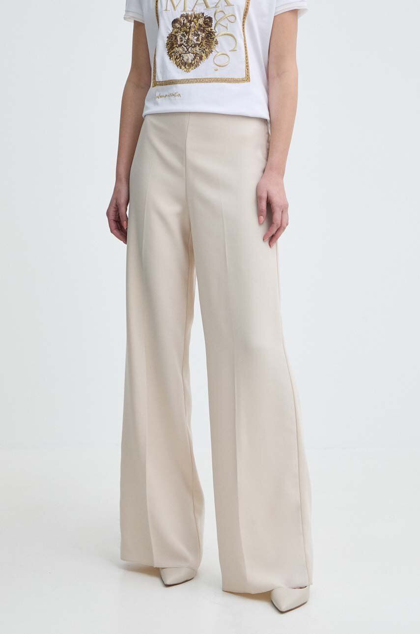 MAX&Co. pantaloni femei, culoarea bej, drept, high waist, 2418131034200 2418130000000