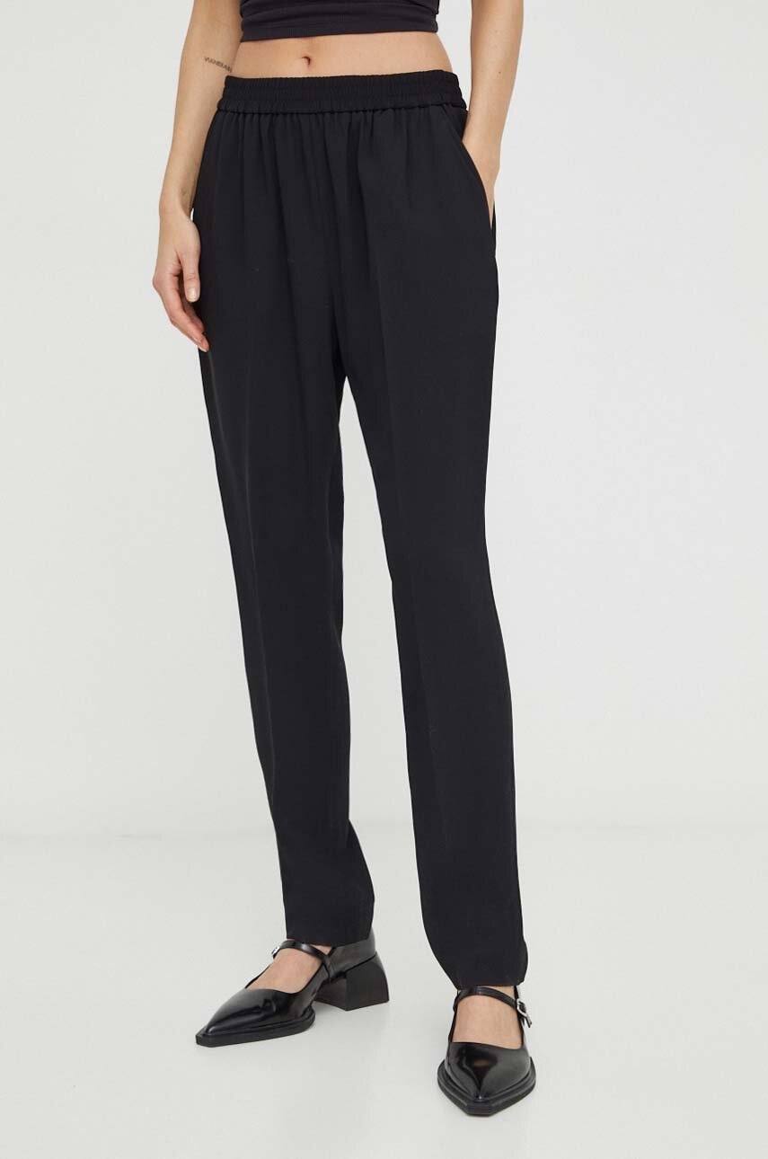 Day Birger et Mikkelsen pantaloni femei, culoarea negru, fason tigareta, high waist