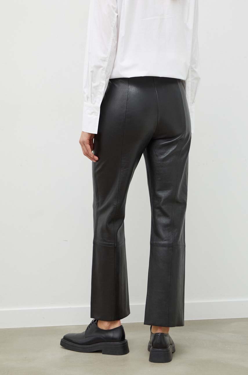 Day Birger Et Mikkelsen Pantaloni De Piele Femei, Culoarea Negru, Drept, High Waist