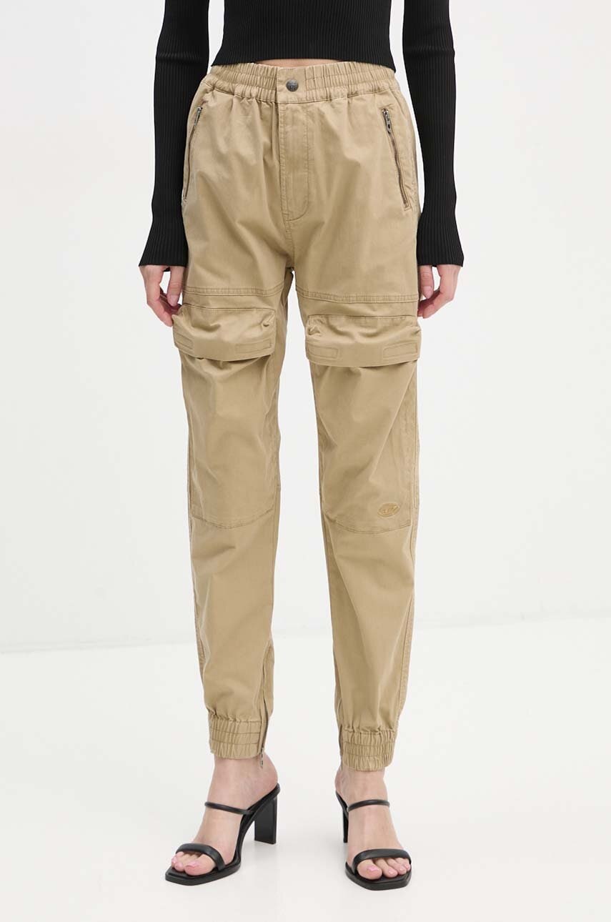 Diesel pantaloni P-RIDE femei, culoarea bej, high waist, A14539.0SKAM
