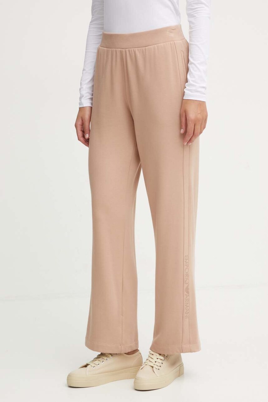 Emporio Armani Underwear pantaloni de lounge culoarea bej, neted, 164892 4F264