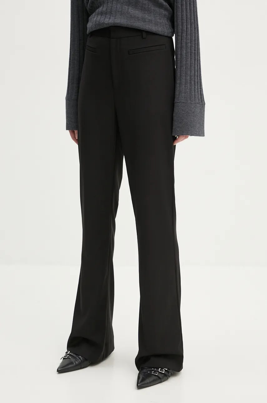 Gestuz pantaloni femei, culoarea negru, evazati, high waist, 10905924 Gestuz pantaloni femei, culoarea negru, evazati, high waist, 10905924
