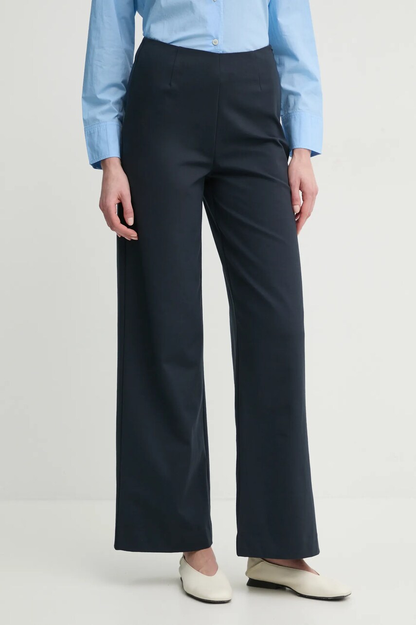 Marc O'Polo pantaloni femei, culoarea albastru marin, lat, high waist, M02411910033 Marc O'Polo pantaloni femei, culoarea albastru marin, lat, high waist, M02411910033