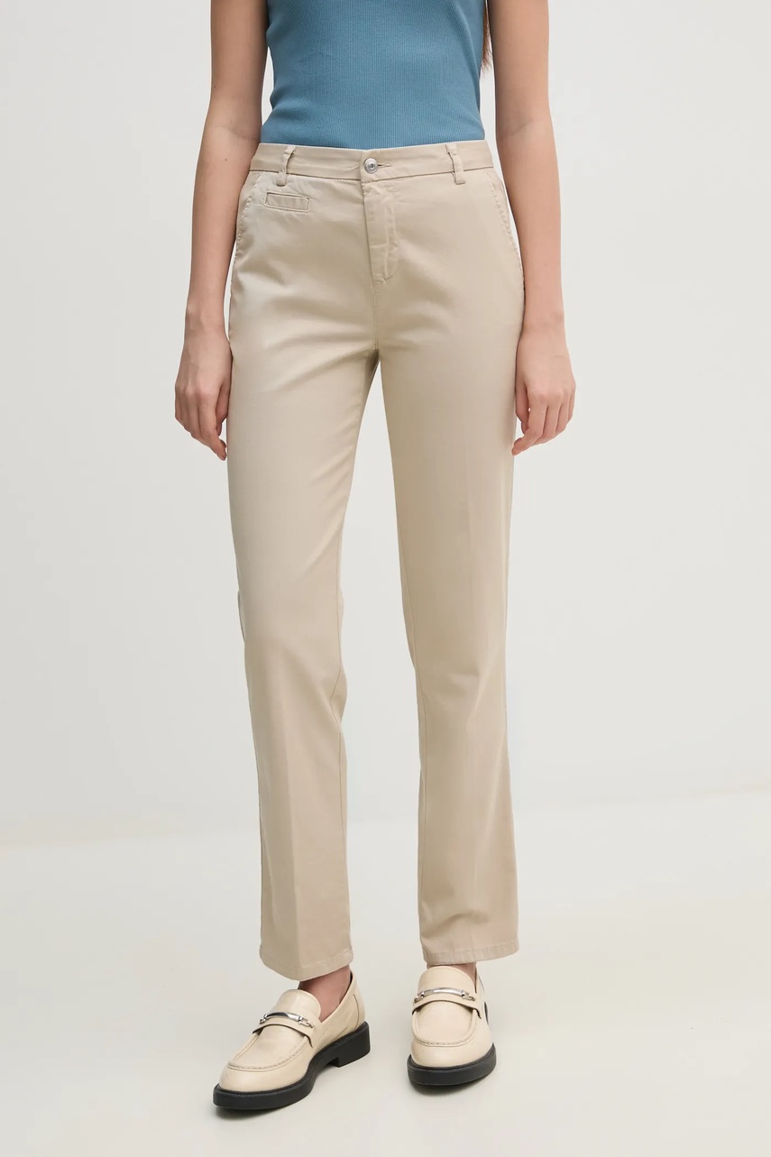 United Colors of Benetton pantaloni femei, culoarea bej, mulata, medium waist, 4GD7DF061