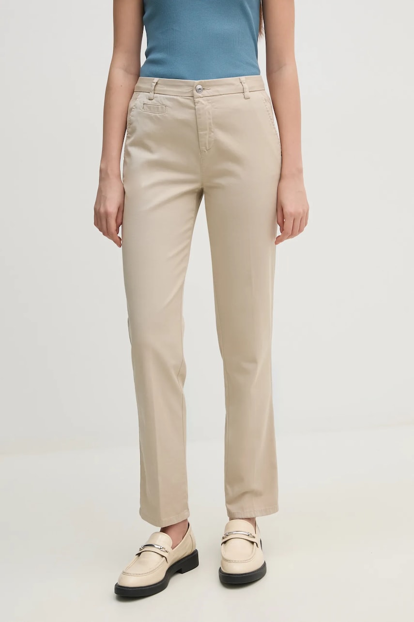 United Colors of Benetton pantaloni femei, culoarea bej, mulata, medium waist, 4GD7DF061 United Colors of Benetton pantaloni femei, culoarea bej, mulata, medium waist, 4GD7DF061