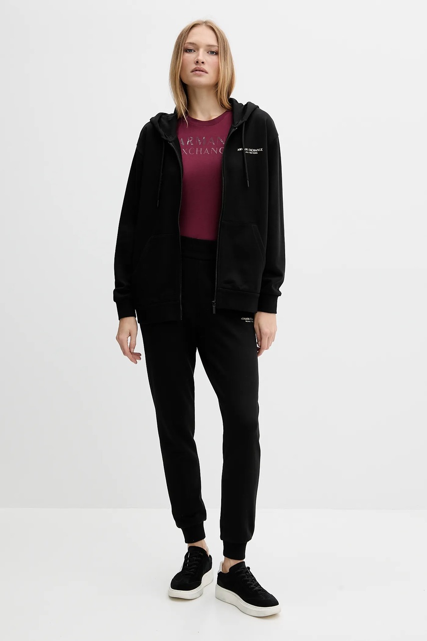 Хлопковые спортивные штаны Armani Exchange цвет чёрный однотонные XW001454 AF10830