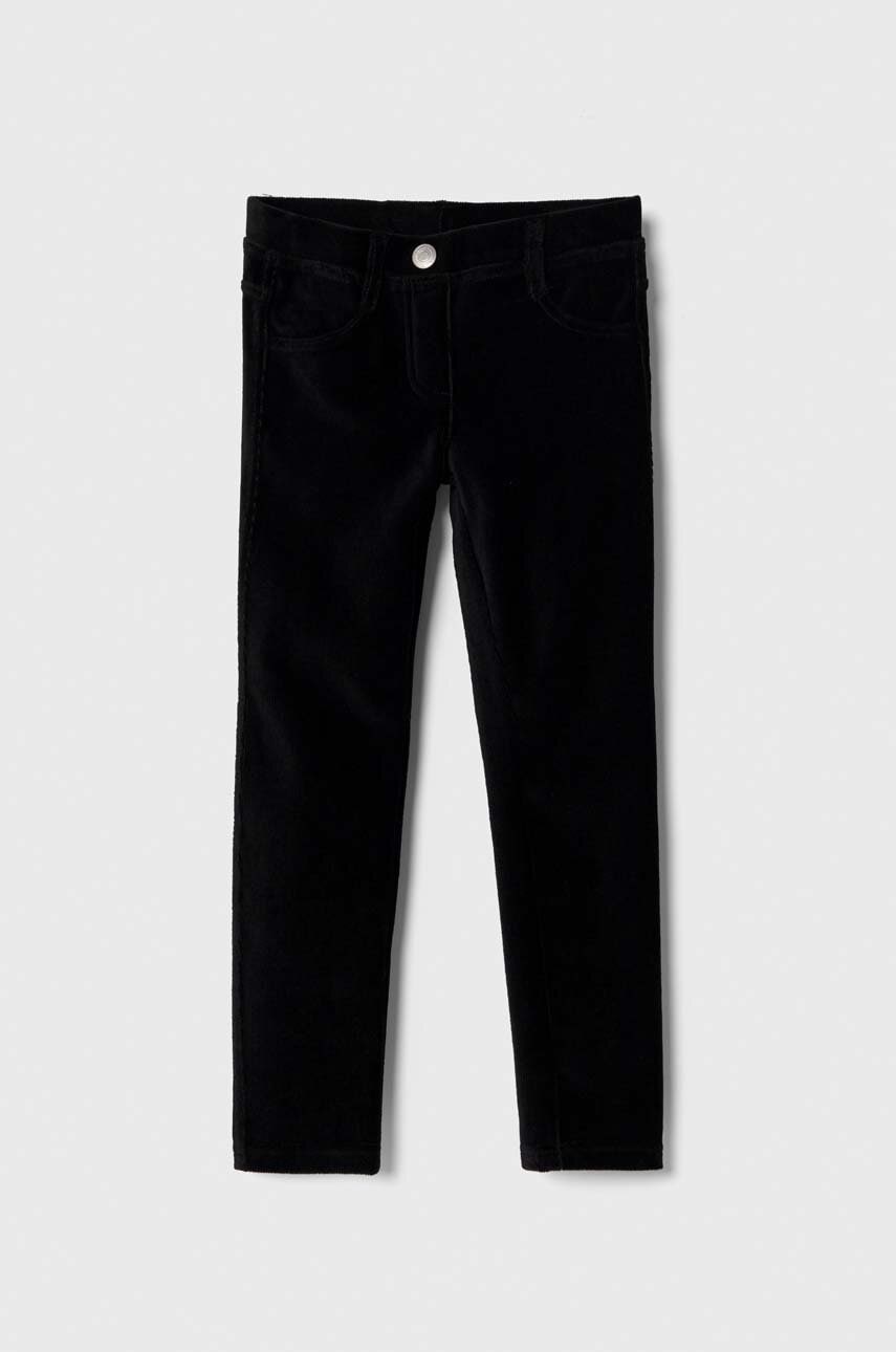 United Colors of Benetton pantaloni copii culoarea negru, neted