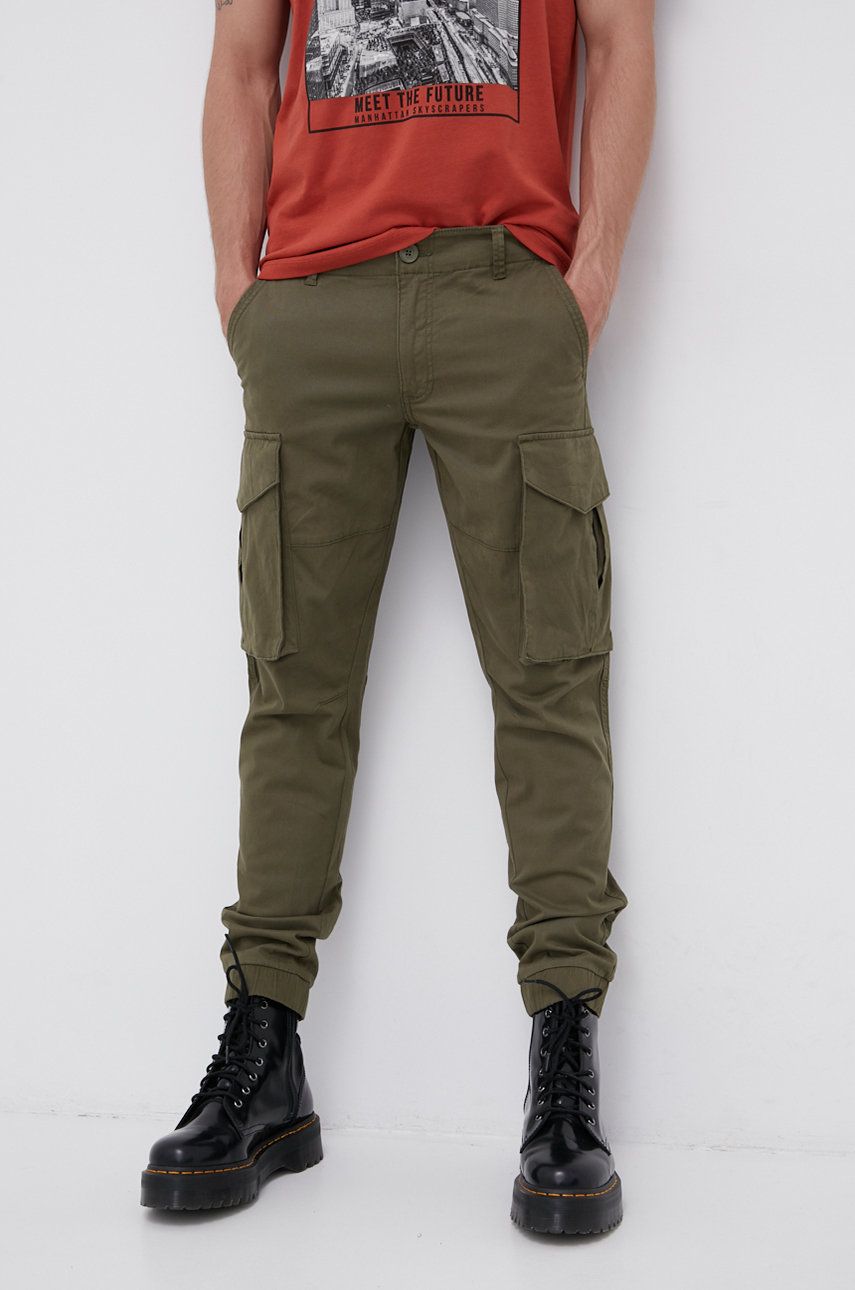 Only & Sons Pantaloni bărbați, culoarea verde, cu fason cargo answear.ro