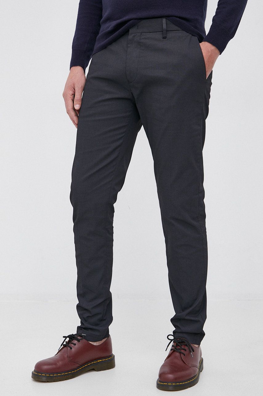 Emporio Armani Pantaloni bărbați, culoarea gri, model drept answear.ro