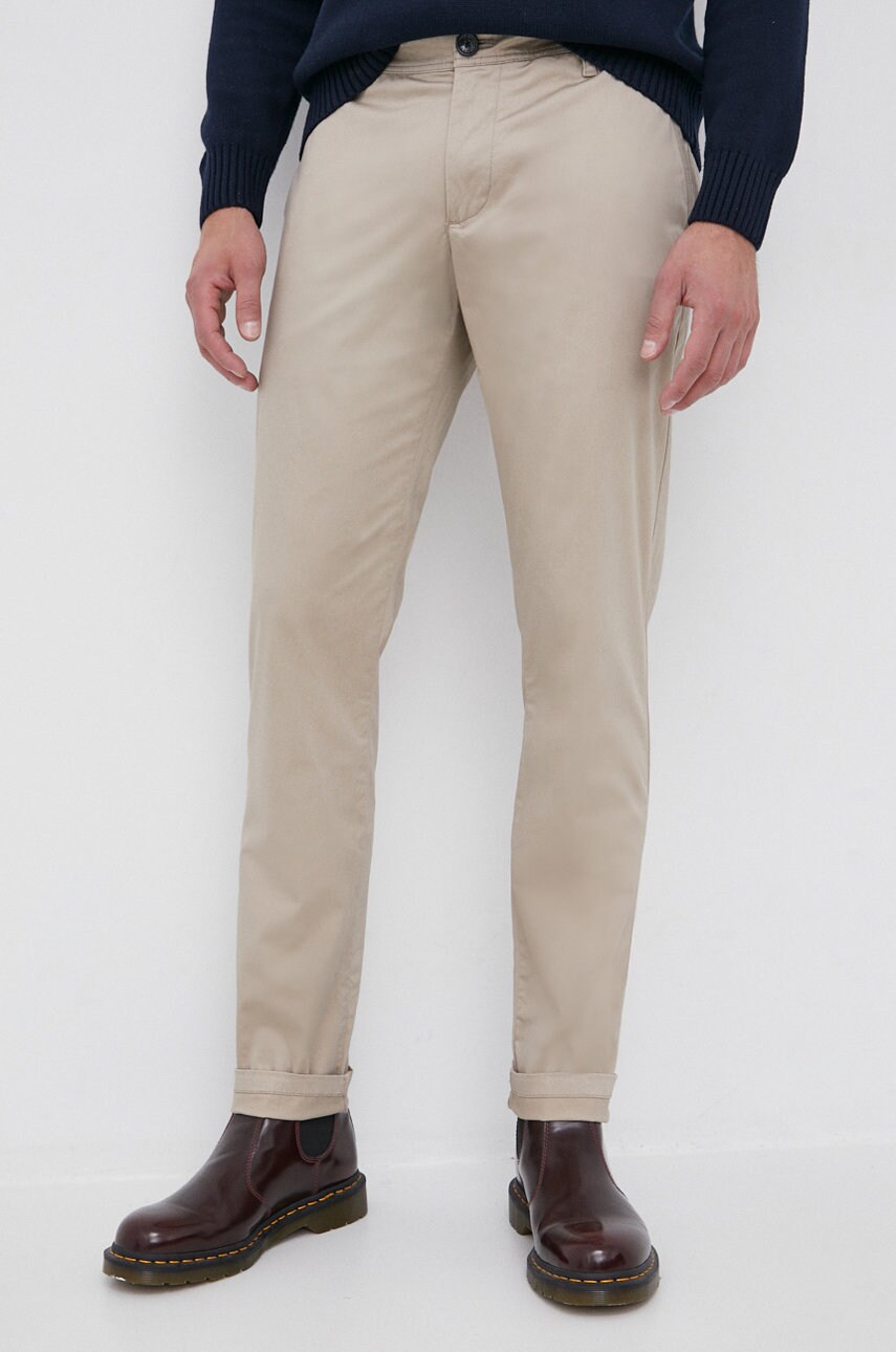 Armani exchange pantaloni bărbați, culoarea bej, cu fason chinos
