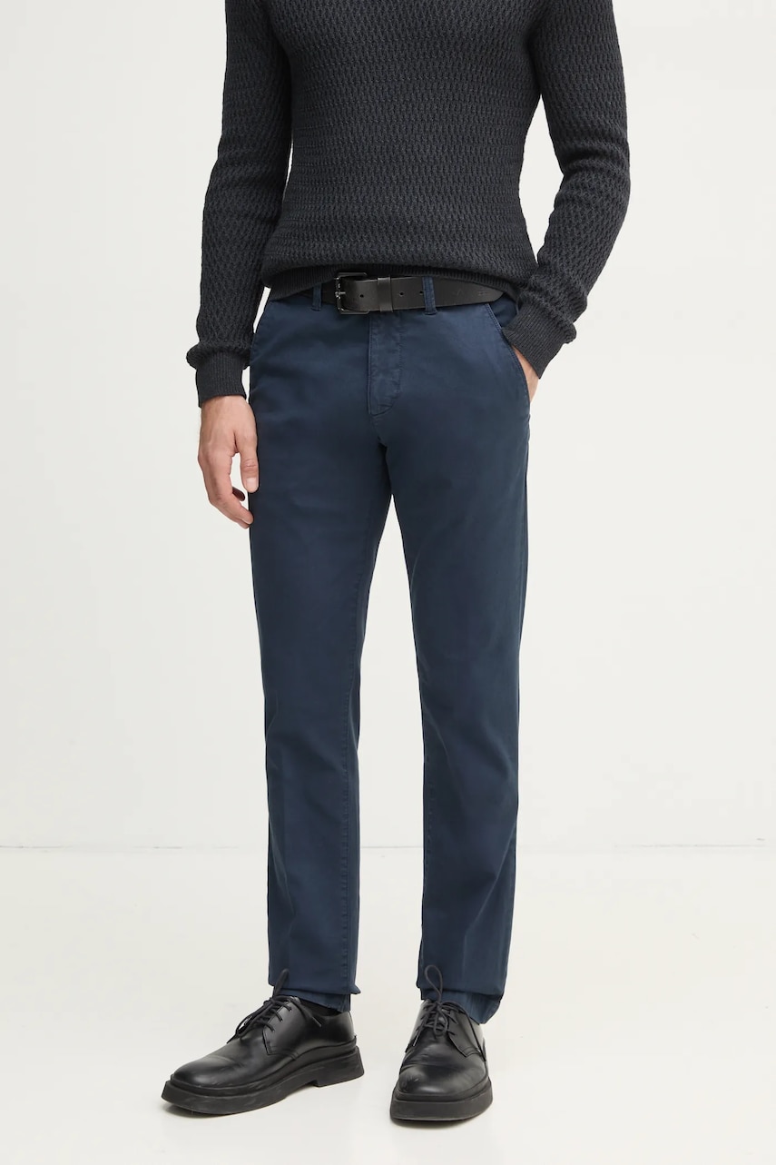 Marc O\'Polo pantaloni barbati, culoarea albastru marin, cu fason chinos