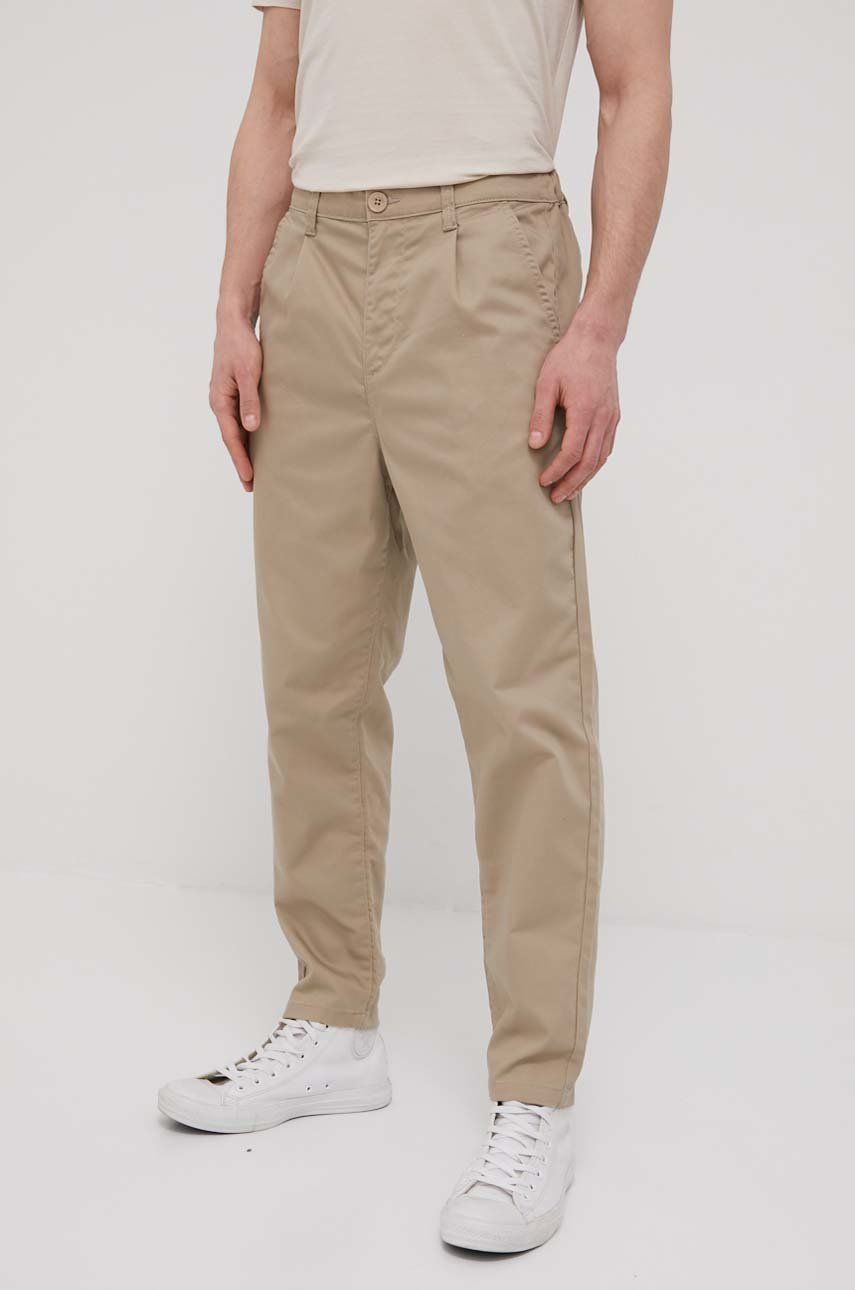 Only & Sons pantaloni barbati, culoarea bej, drept answear.ro