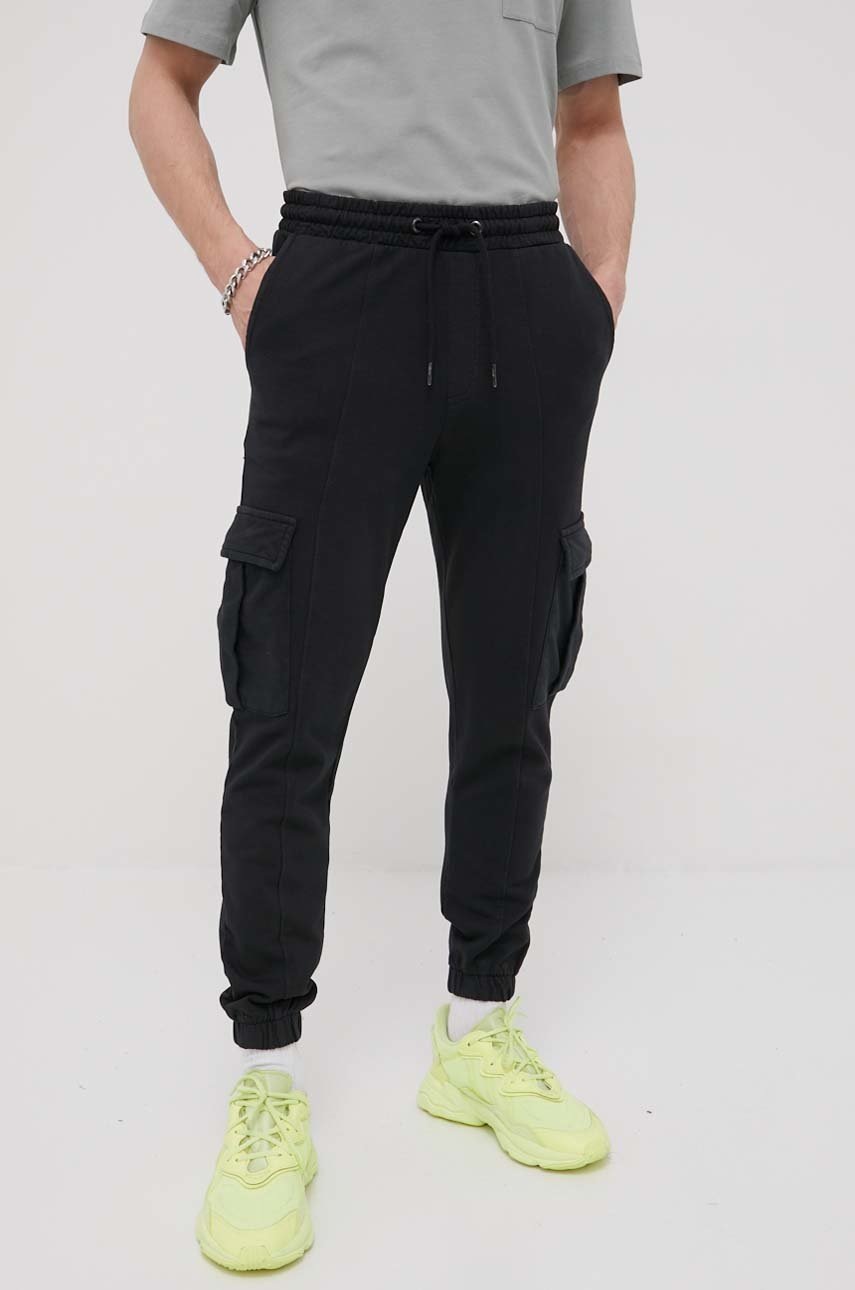 Only & sons pantaloni barbati, culoarea negru, neted
