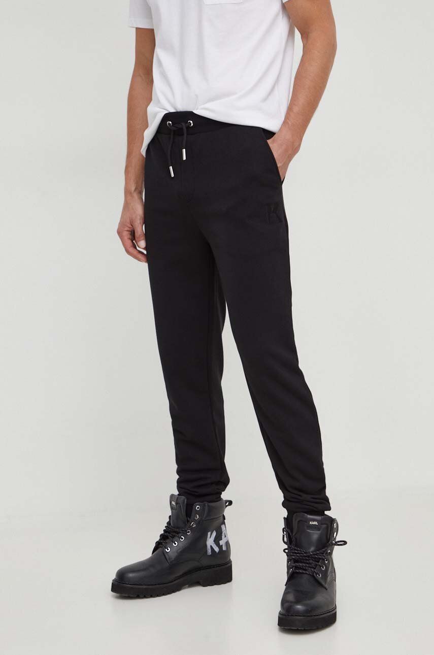 Karl Lagerfeld pantaloni de trening culoarea negru, neted