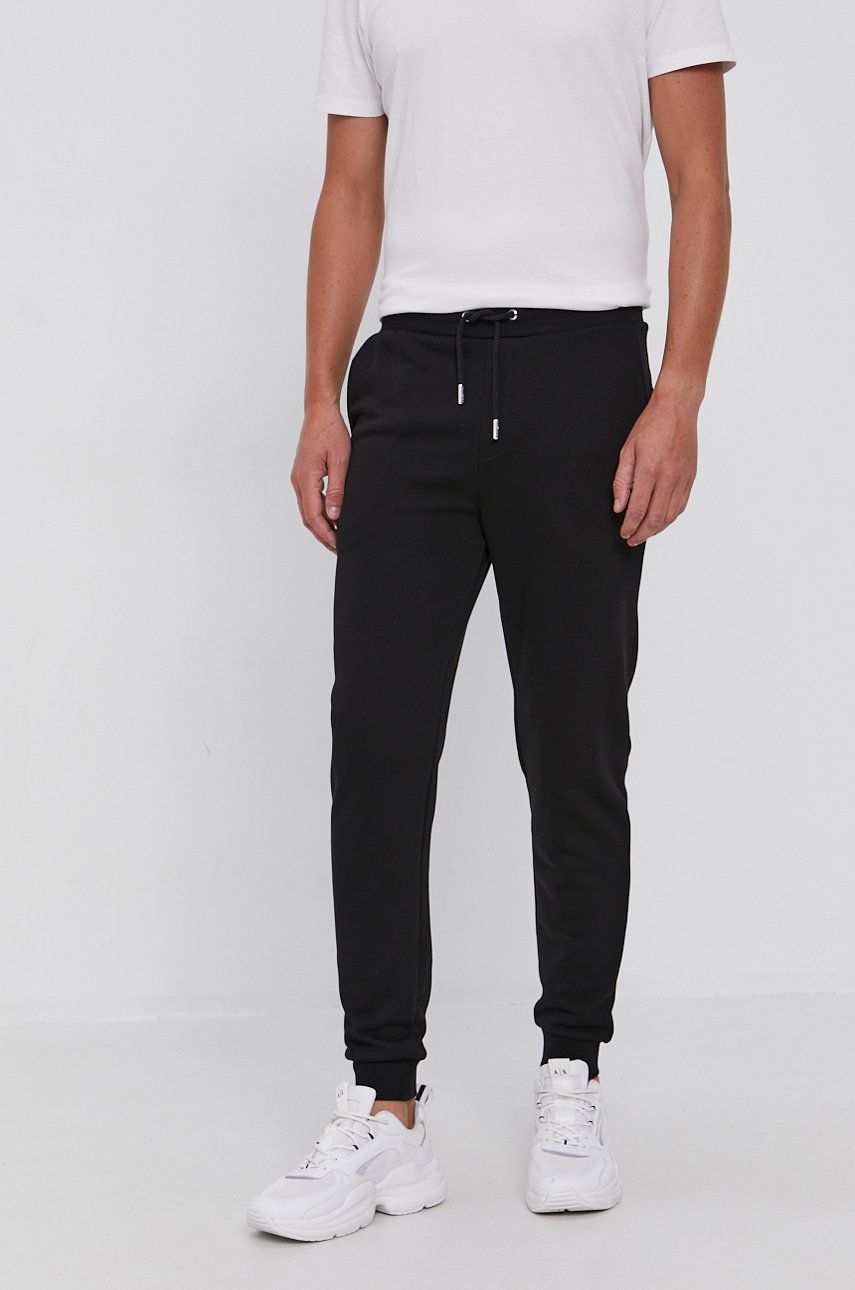 Karl Lagerfeld Pantaloni bărbați, culoarea negru, material neted
