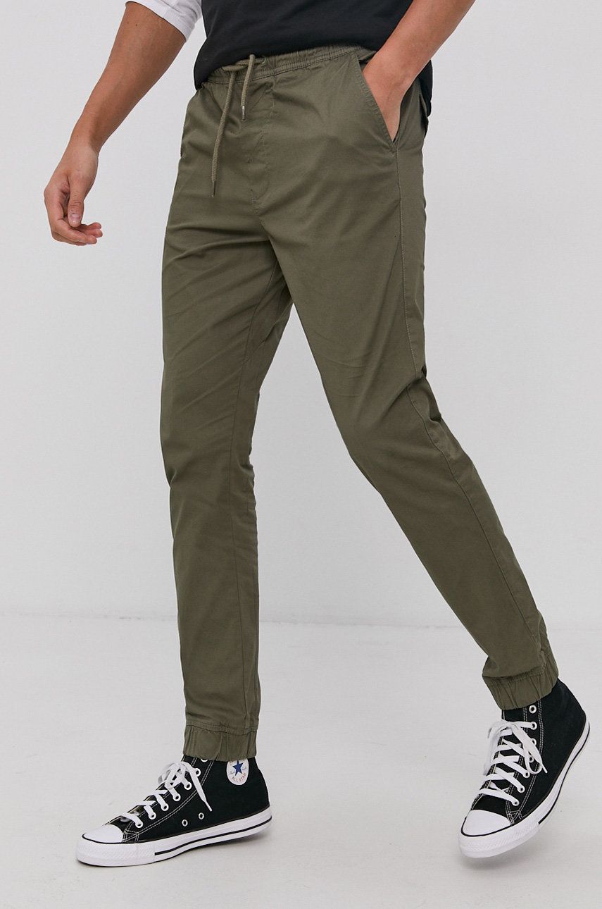 !SOLID Spodnie męskie kolor zielony joggery