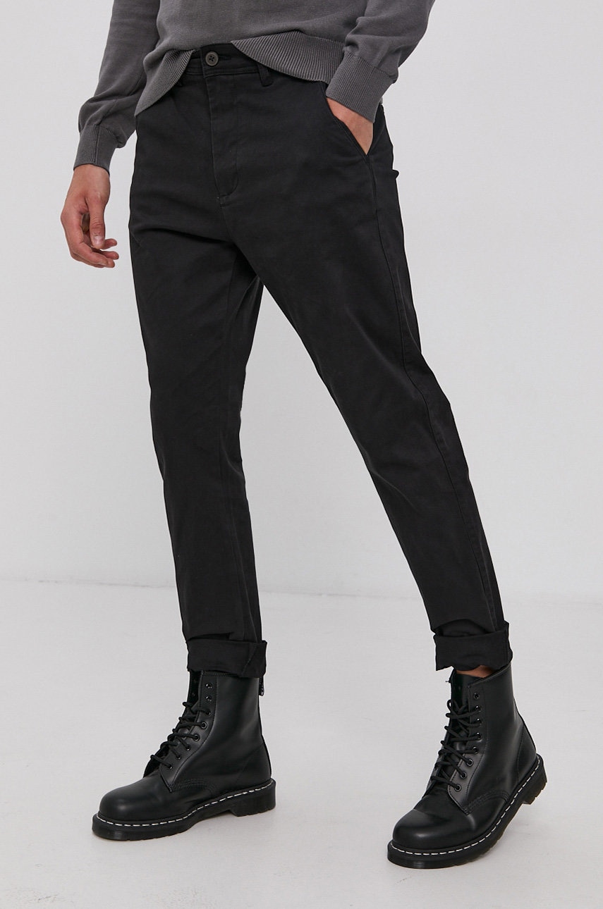 !solid Pantaloni Barbati, Culoarea Negru, Cu Fason Chinos