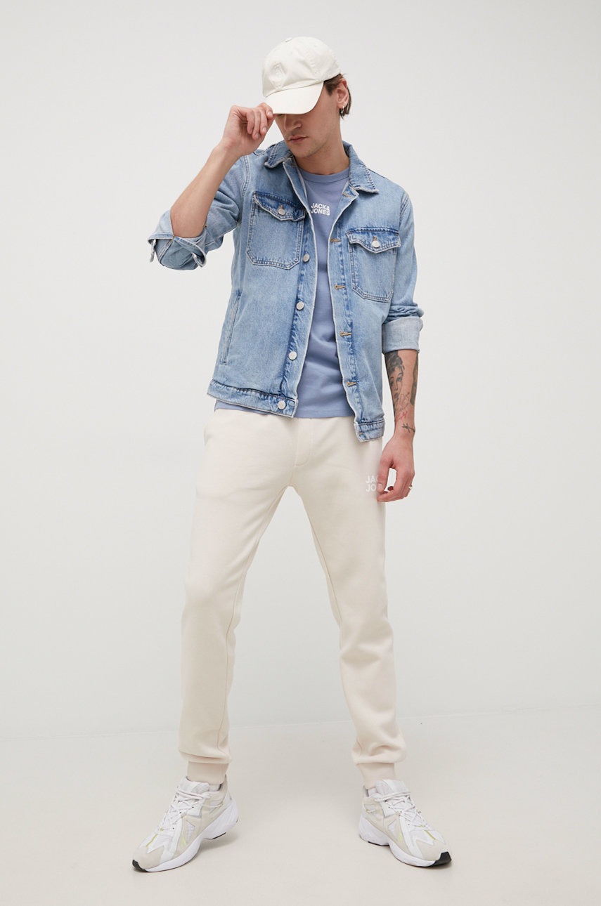

Штани Jack & Jones чоловічі колір бежевий з принтом
