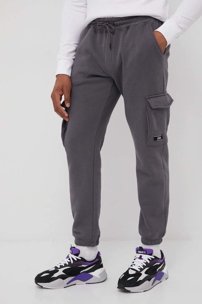 Jack & jones pantaloni barbati, culoarea gri, neted