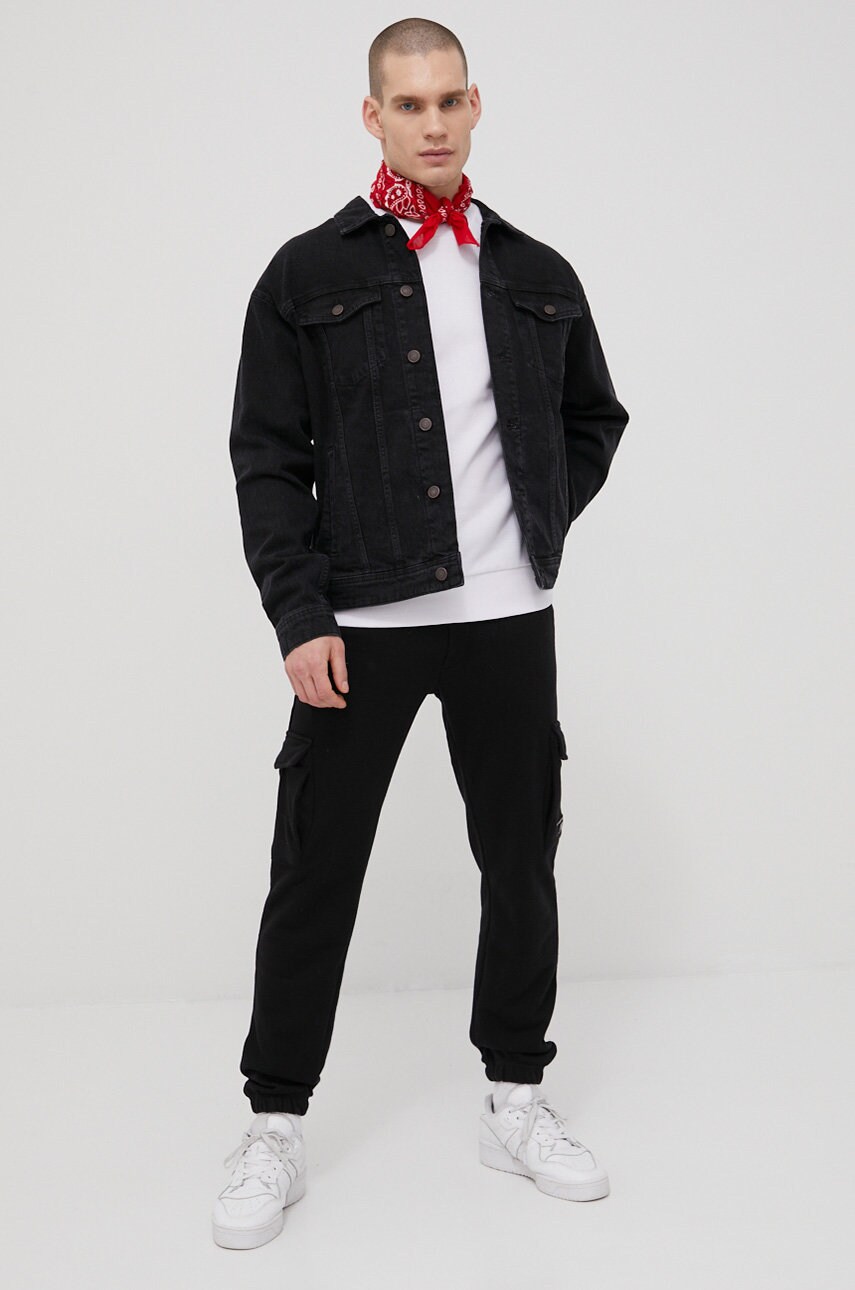 Jack & jones pantaloni barbati, culoarea negru, neted