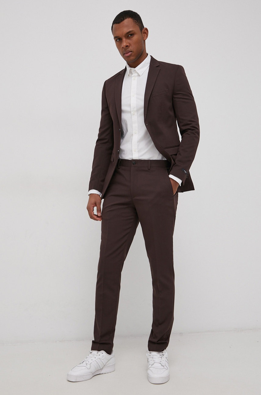 

Штани Premium by Jack&Jones чоловічі колір коричневий облягаюче