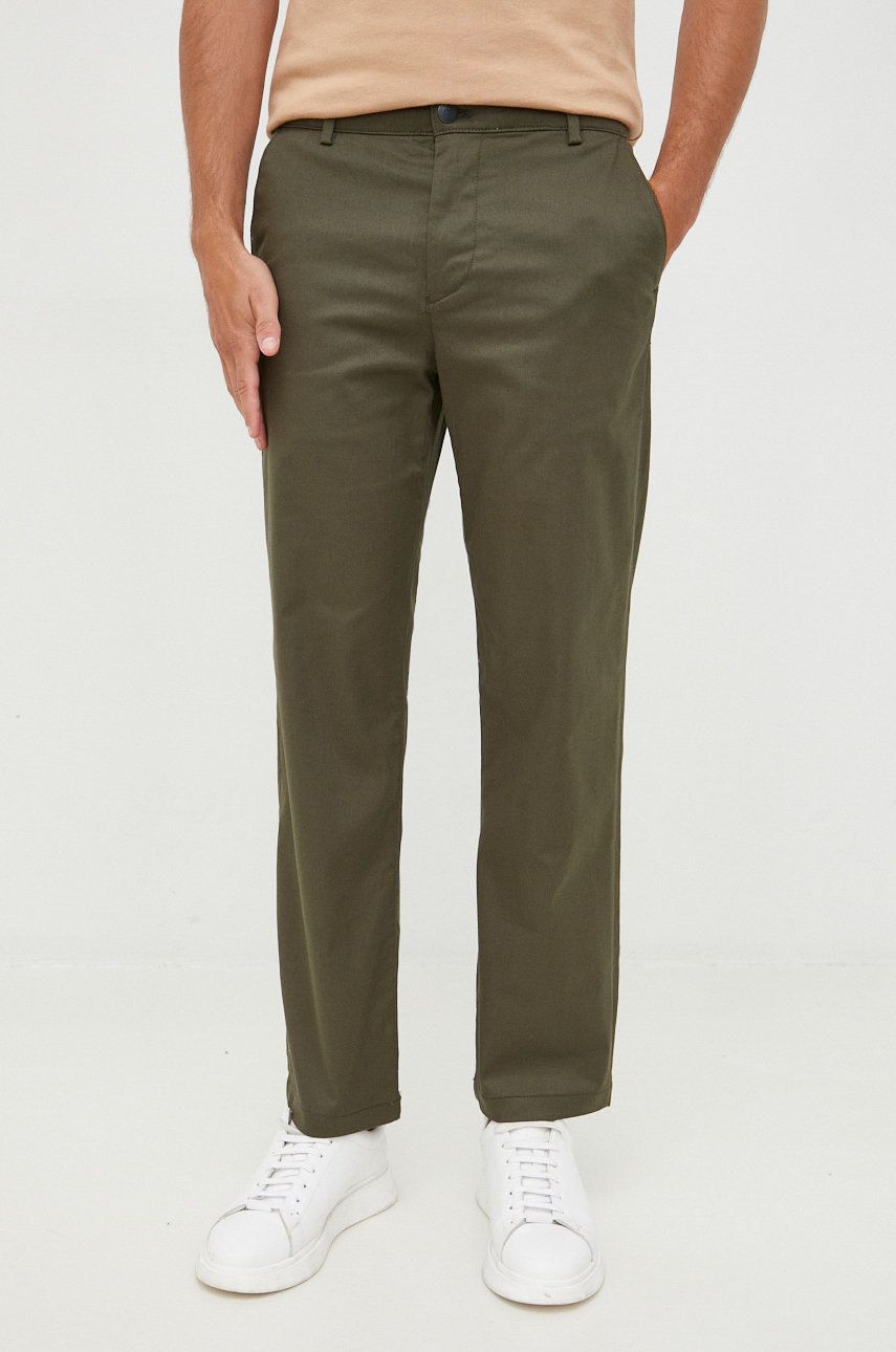 Selected Homme pantaloni barbati, culoarea verde, drept