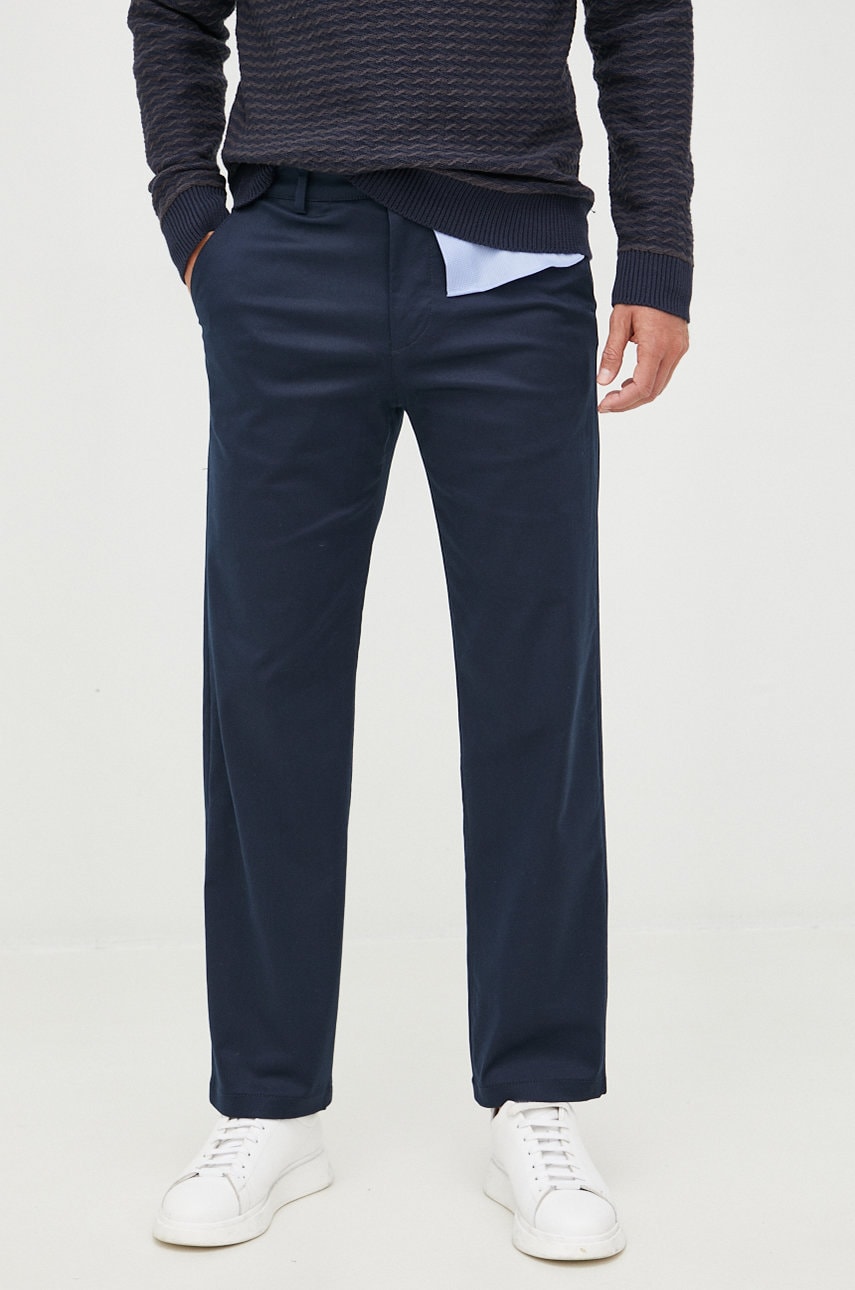 Selected homme pantaloni barbati, culoarea albastru marin, drept
