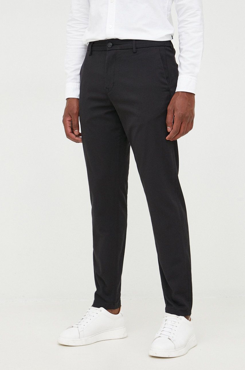 Selected Homme pantaloni barbati, culoarea negru, drept answear.ro