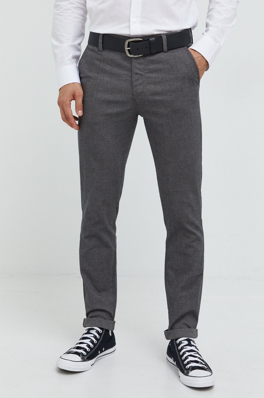 

Панталони Jack & Jones Jpstmarco в сиво с кройка по тялото, Сив