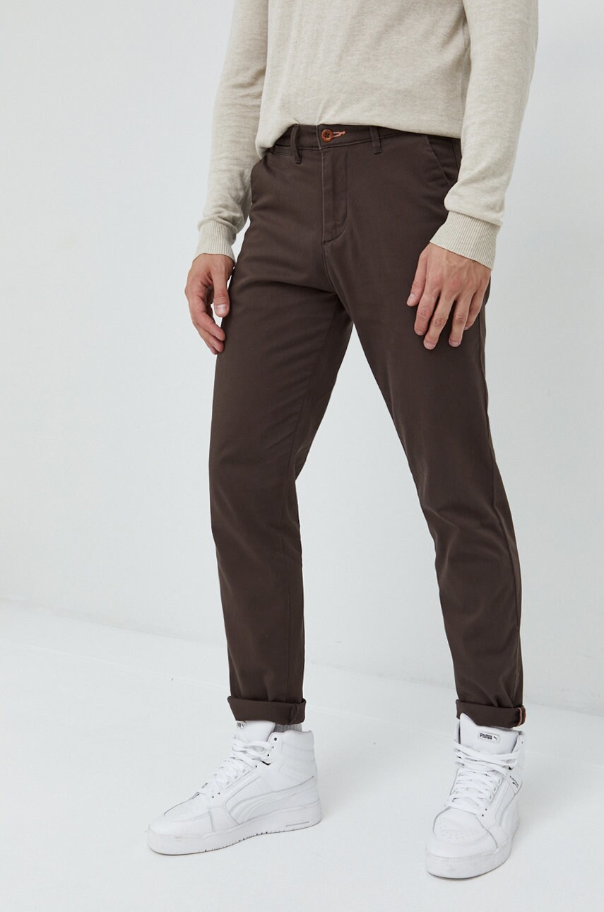 Jack & jones pantaloni jpstollie barbati, culoarea maro, drept