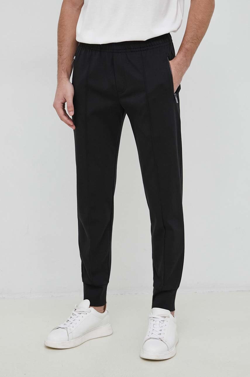 Emporio Armani pantaloni de trening barbati, culoarea negru, mulata