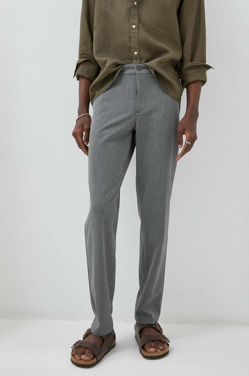 Kalhoty Les Deux pánské, šedá barva, jednoduché