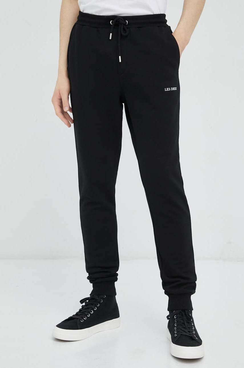 Les Deux Pantaloni De Trening Din Bumbac Culoarea Negru, Cu Imprimeu