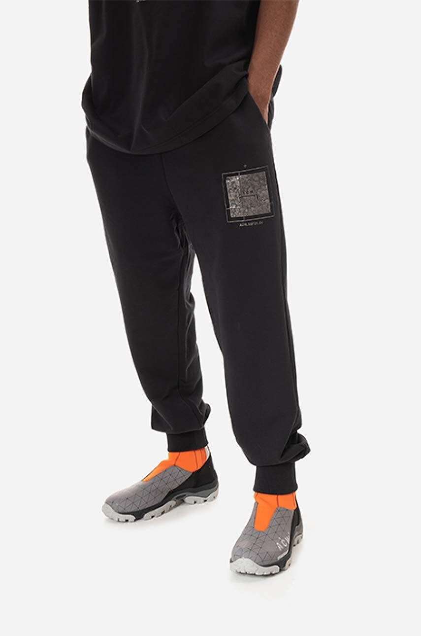 A-COLD-WALL* pantaloni de trening din bumbac Foil Grid Sweatpants culoarea negru, cu imprimeu ACWMB131.-BLACK