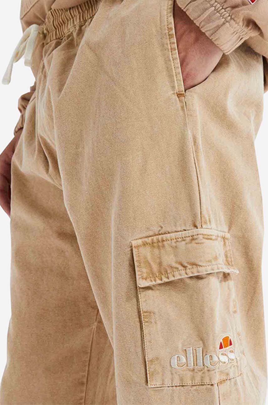 Ellesse pantaloni de bumbac culoarea maro, cu fason cargo SHM13799-BROWN