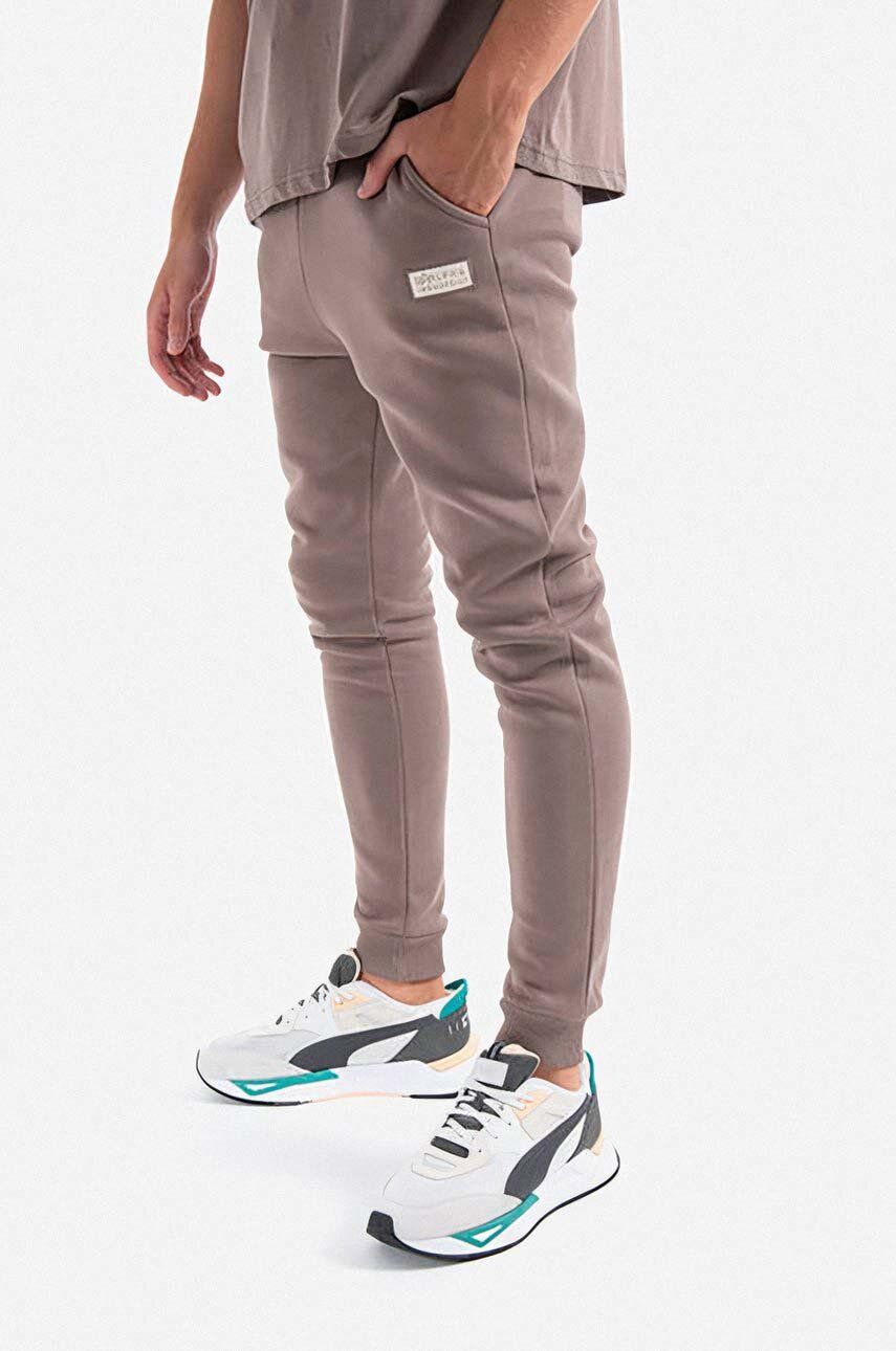 Alpha Industries pantaloni de trening din bumbac culoarea bej, cu imprimeu 118366.628-beige