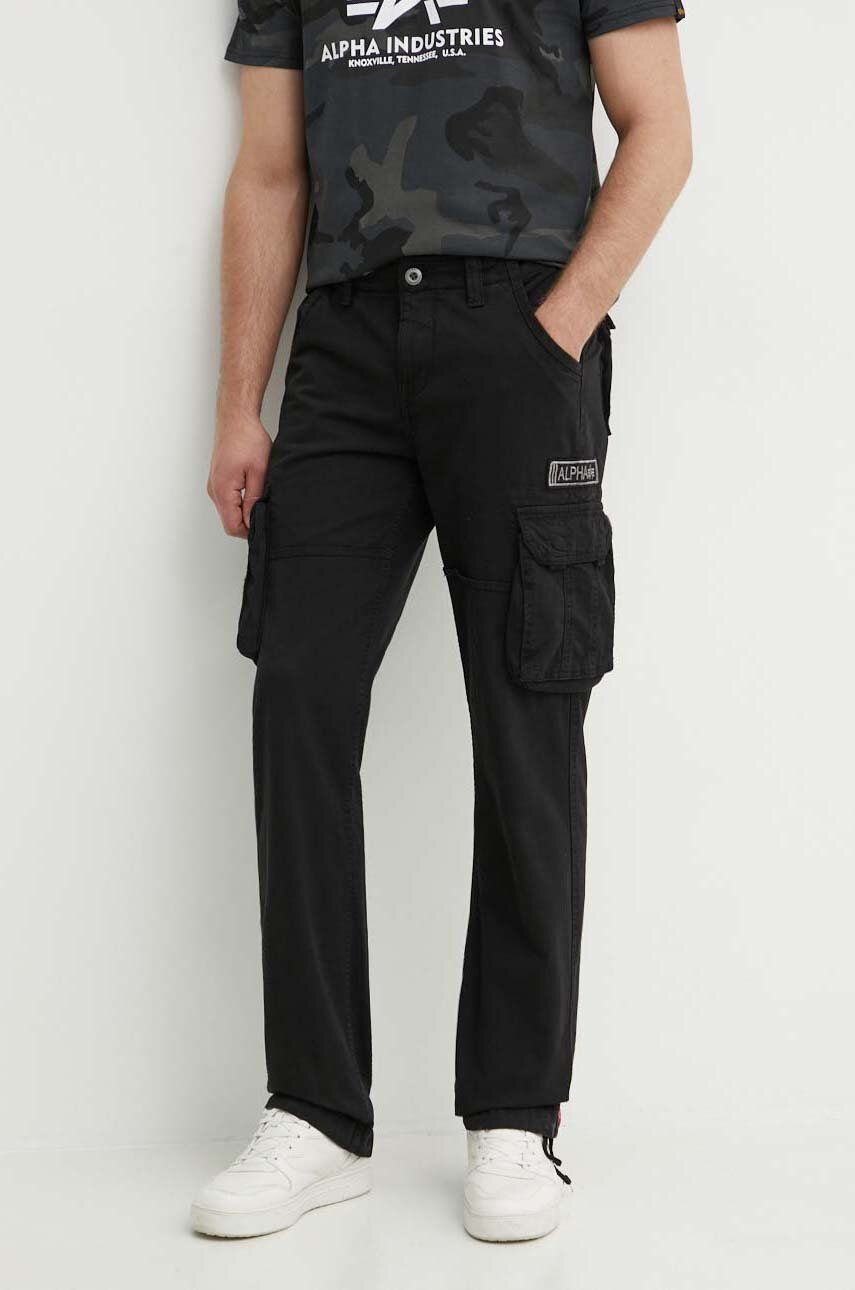 Kalhoty Alpha Industries Jet Pant pánské, černá barva, jednoduché, 101212.03 - černá -  100 % B