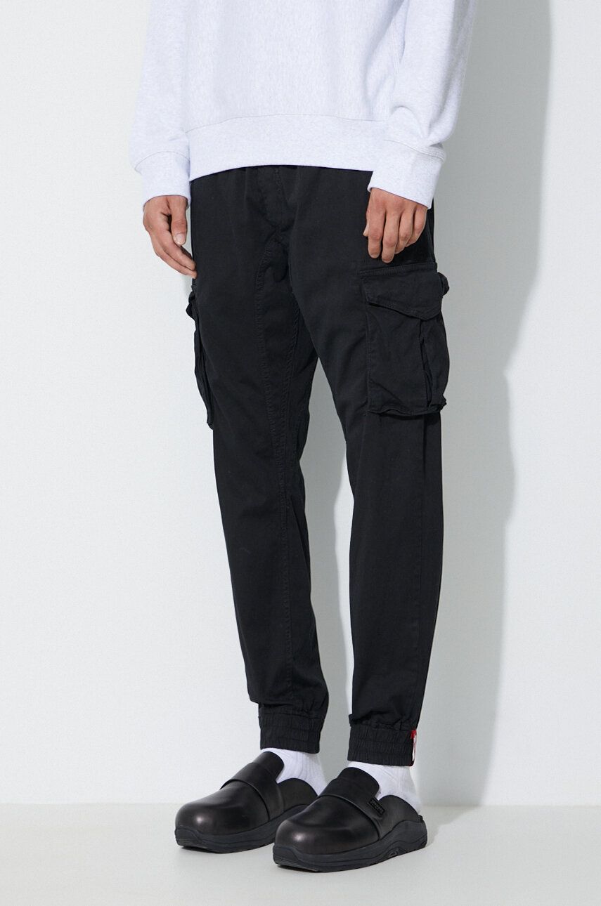 Alpha Industries pantaloni Cotton Twill Jogger bărbați, culoarea negru 116202.03-black