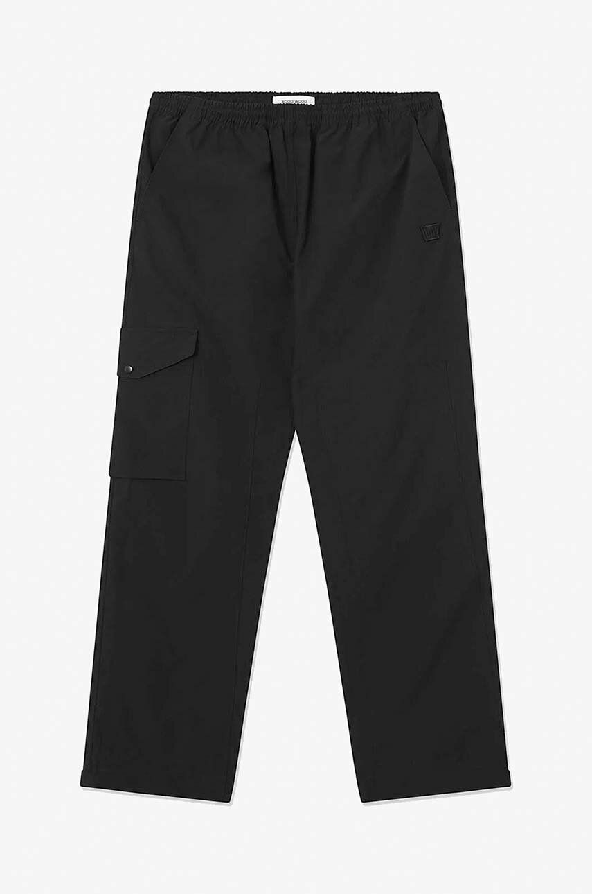 Hlače Wood Wood Halsey Crispy Tech Trousers Za Muškarce, Boja: Crna, Ravni Kroj, 12245009.1283-BLACK