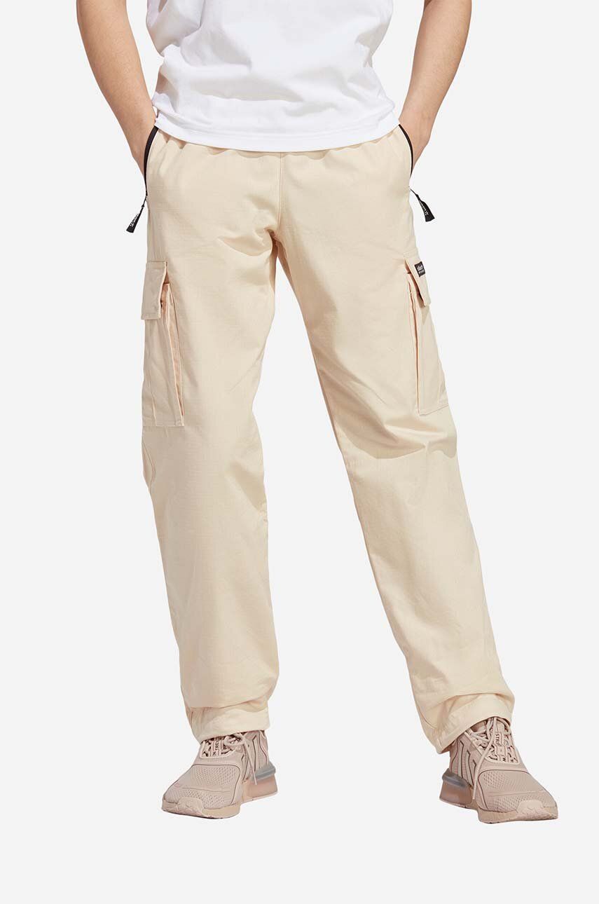 adidas Originals pantaloni de bumbac Adventure NA Pants culoarea bej, drept HR3506-cream