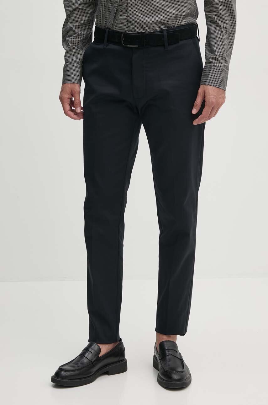 Emporio Armani pantaloni barbati, culoarea albastru marin, mulata, 8N1P15 1NGCZ
