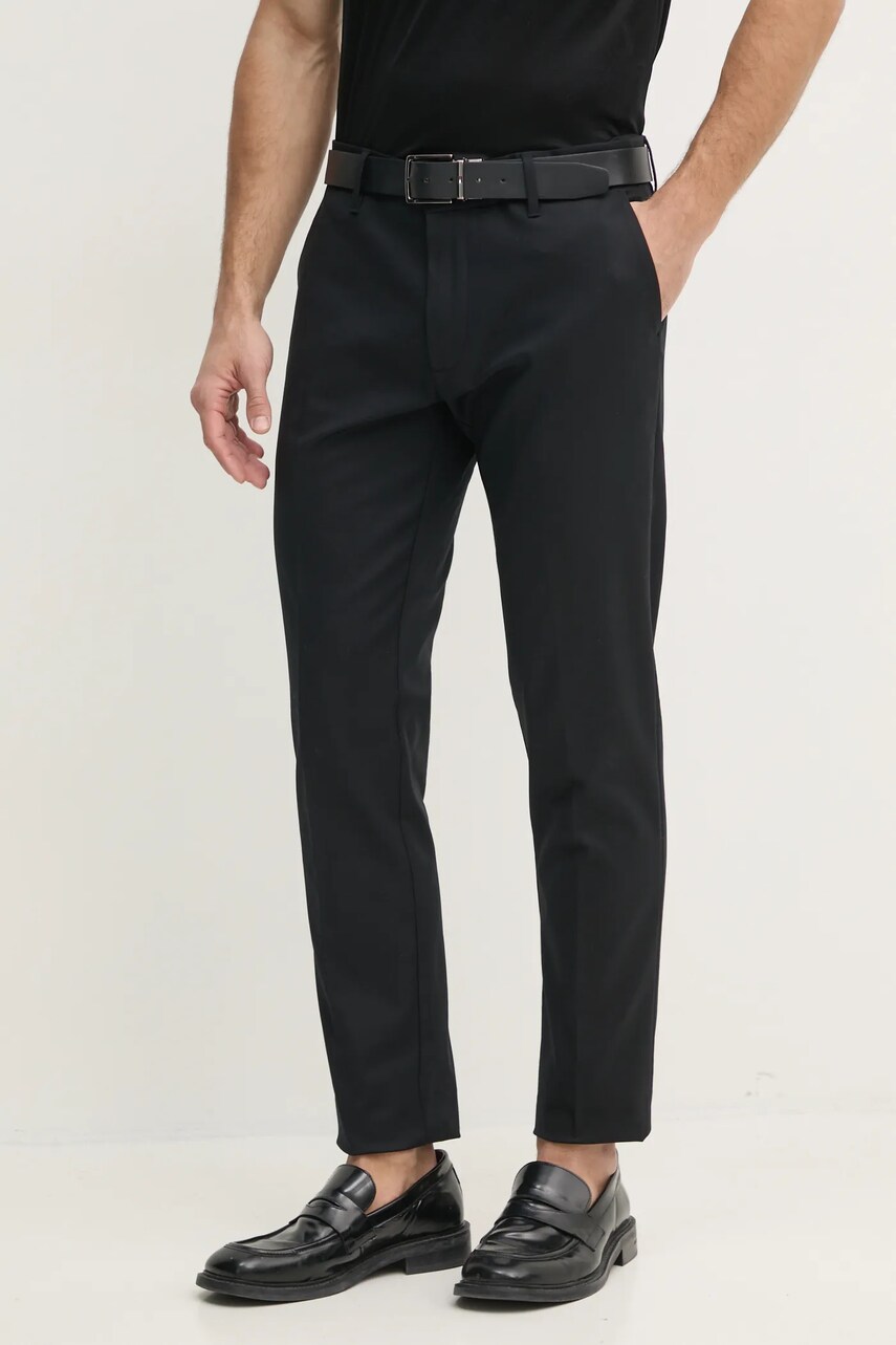 Emporio Armani pantaloni barbati, culoarea negru, mulata, 8N1P15 1NGCZ